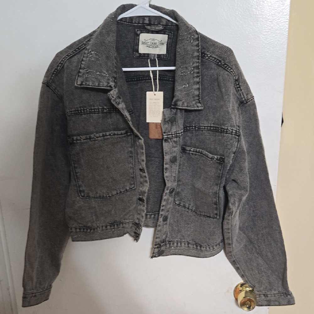 Vintage Wash Charcoal Denim Jacket